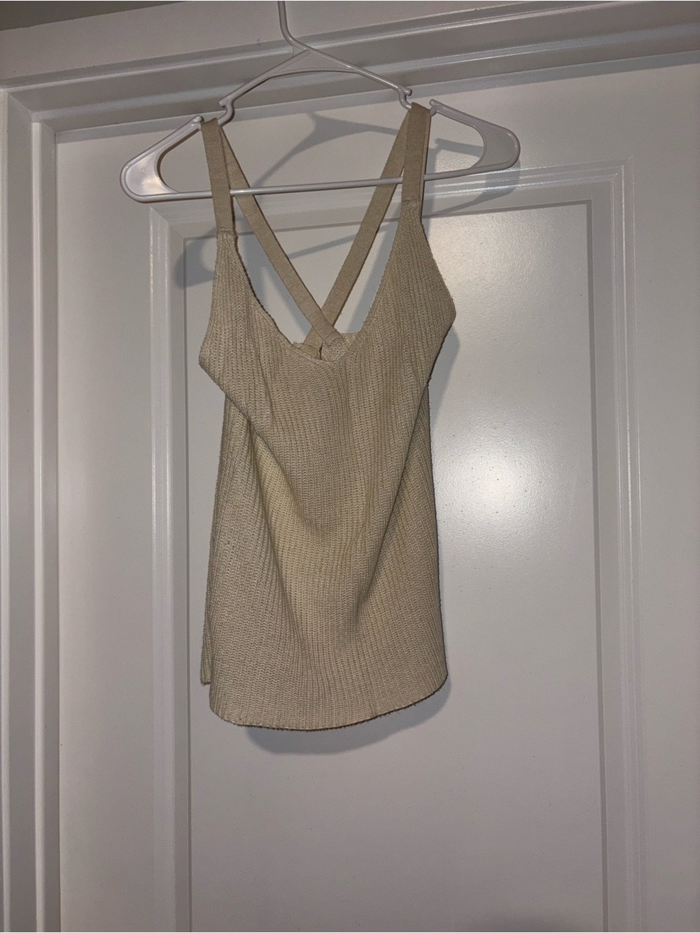 Pink Republic Beige Knit Tank with Crisscross Back